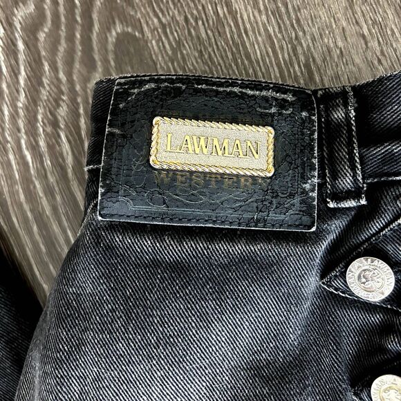 Vintage Lawman Jeans Sz 2 High Rise Black Denim Western Rodeo Patchwork Y2K RARE - Picture 15 of 16